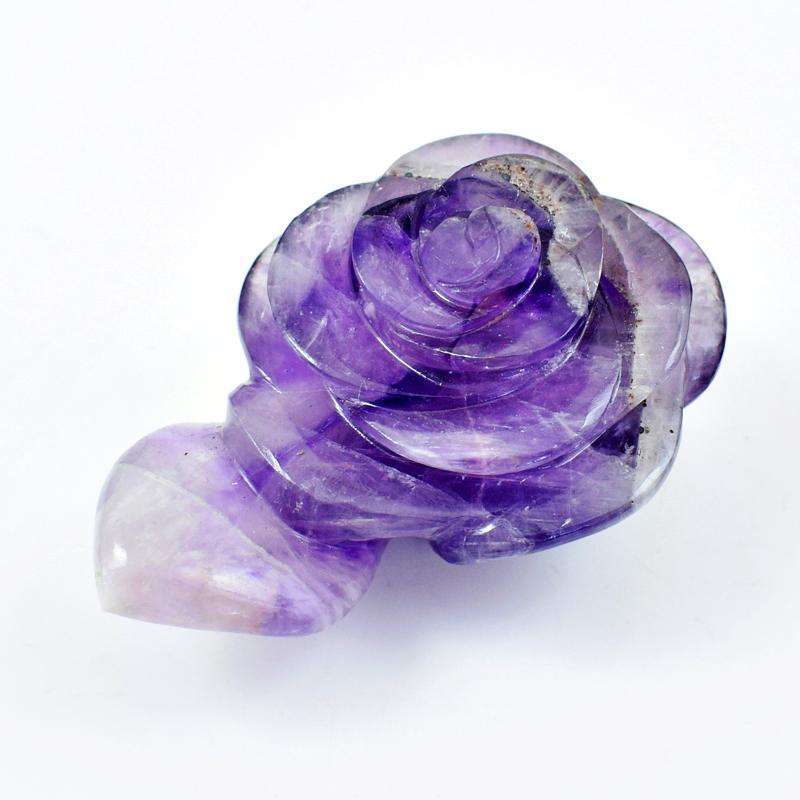gemsmore:Gorgeous Purple Amethyst Carved Rose Flower