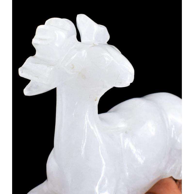 gemsmore:Gorgeous Selenite Hand Carved Reindeer - Designer