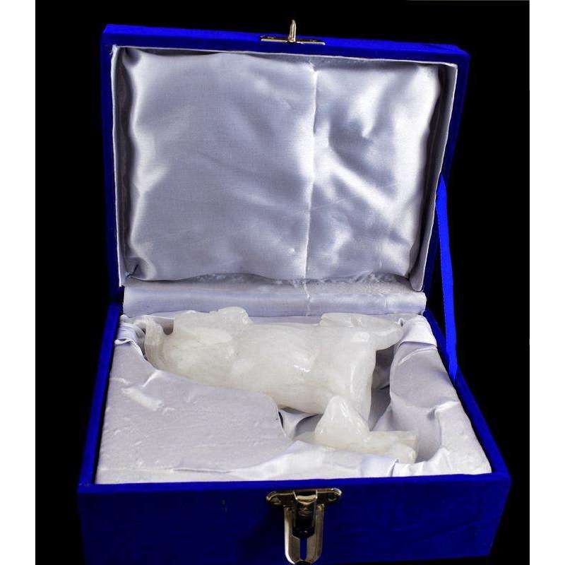 gemsmore:Gorgeous Selenite Hand Carved Reindeer - Designer