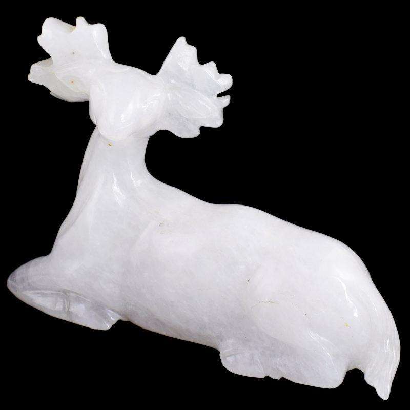 gemsmore:Gorgeous Selenite Hand Carved Reindeer - Designer