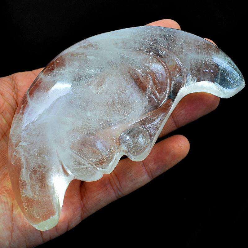 gemsmore:Gorgeous White Quartz Carved Moon Face