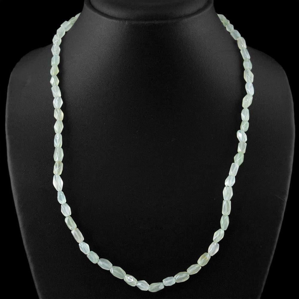 gemsmore:Green Aquamarine Necklace Natural Untreated Faceted Beads