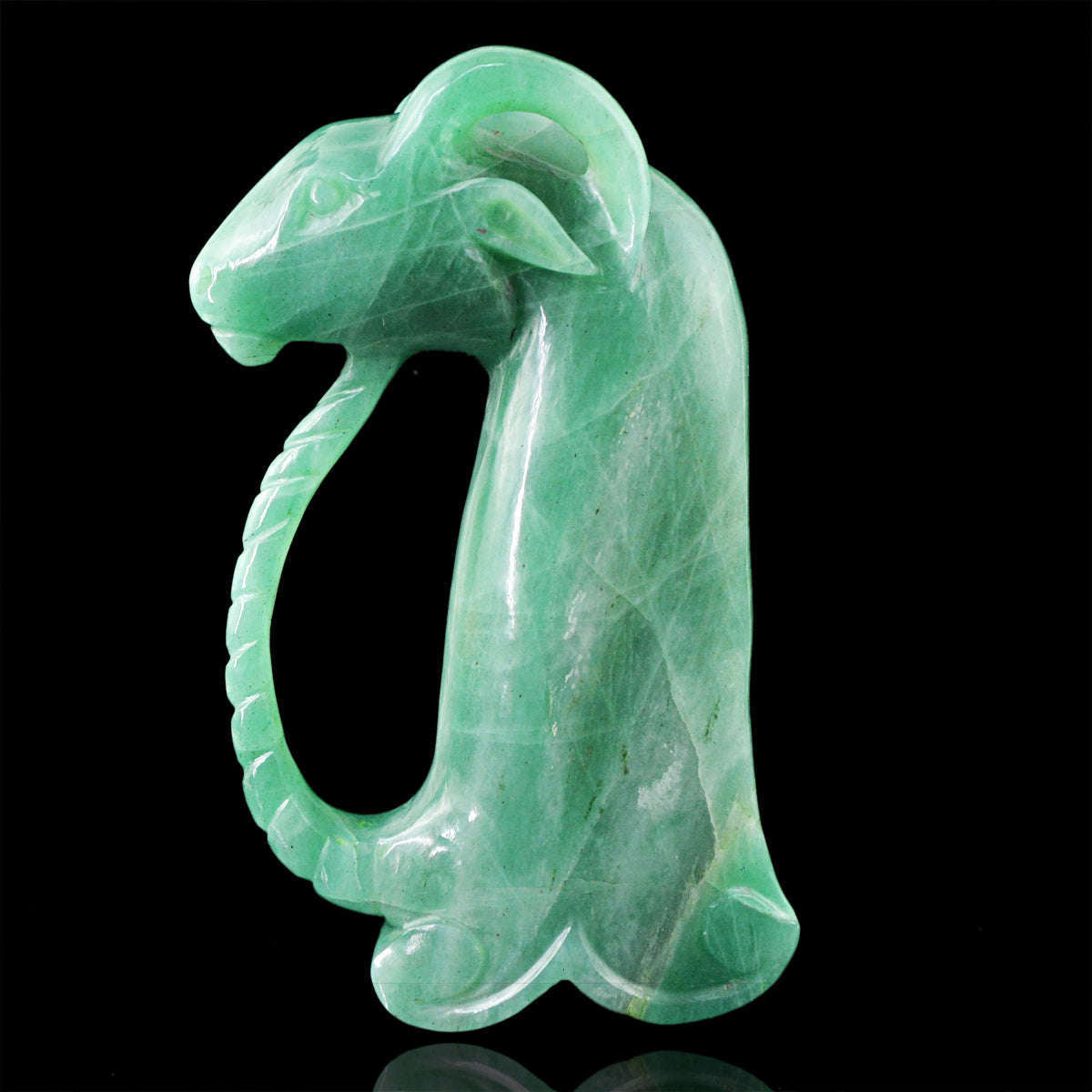 gemsmore:Green Aventurine Lion Designer Sword Handle - Hand Carved