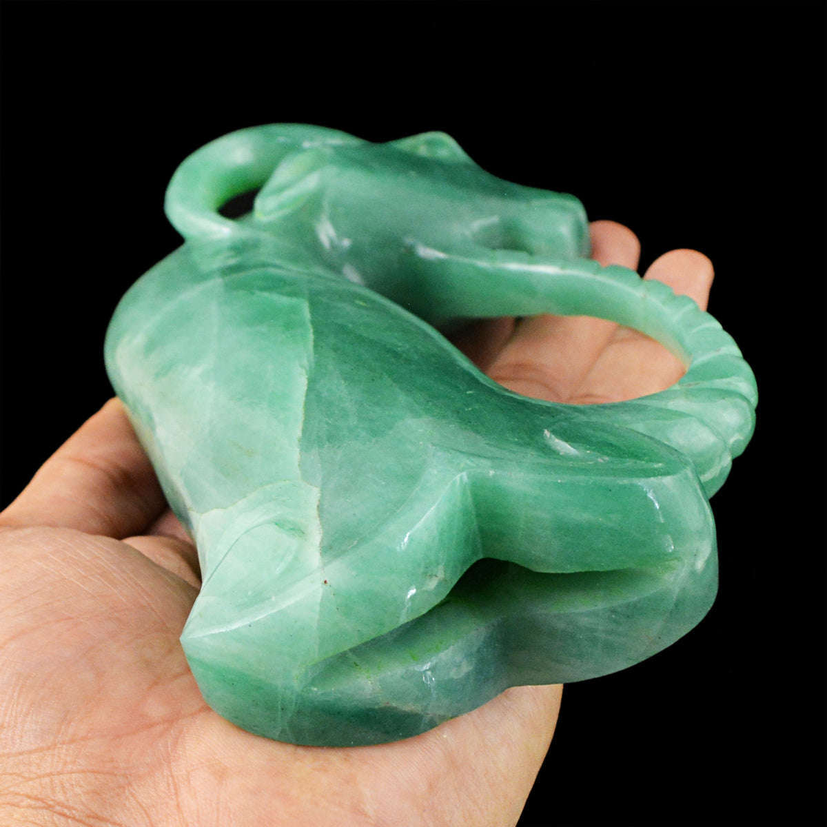gemsmore:Green Aventurine Lion Designer Sword Handle - Hand Carved