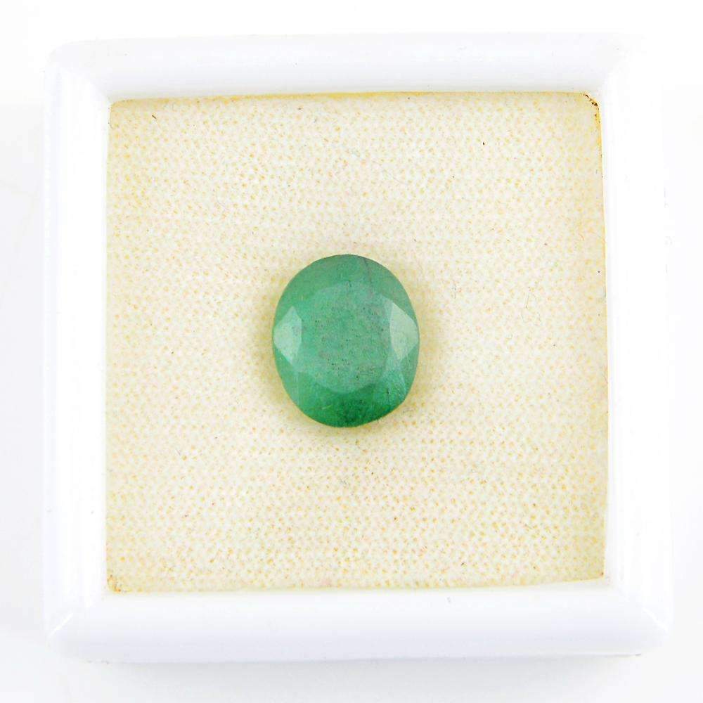 gemsmore:Green Emerald Gemstone Earth Mined Faceted Oval Shape