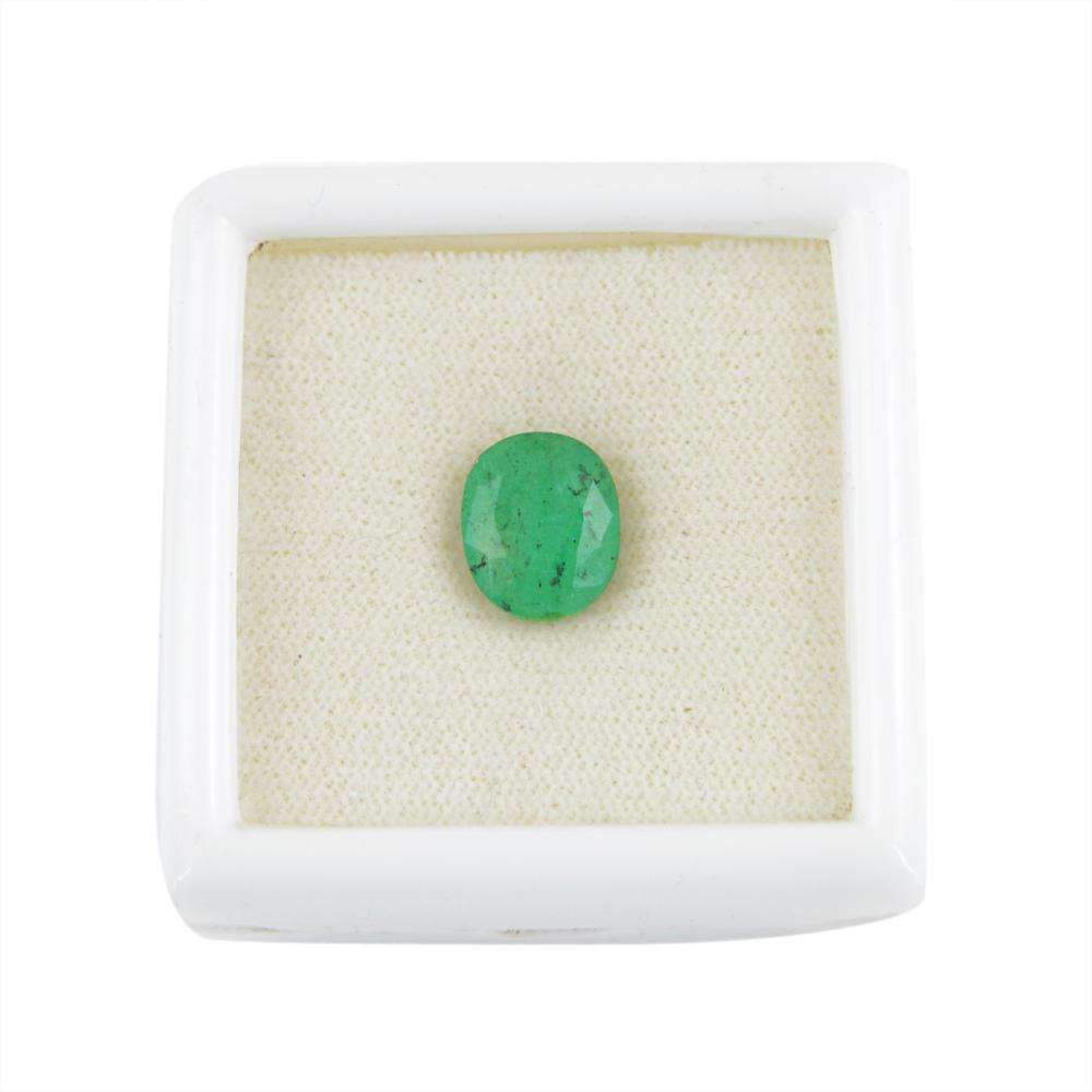 gemsmore:Green Emerald Gemstone Earth Mined Faceted Oval Shape