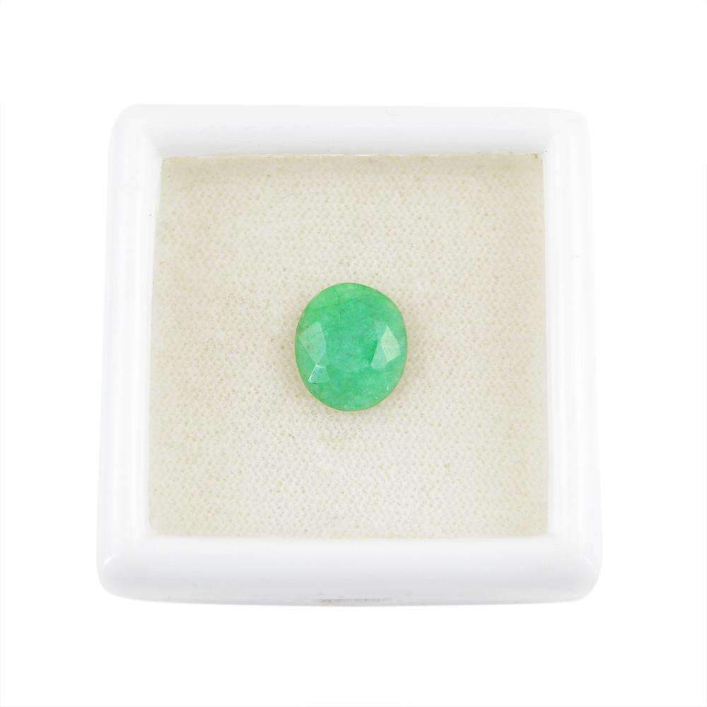 gemsmore:Green Emerald Gemstone Earth Mined Faceted Oval Shape