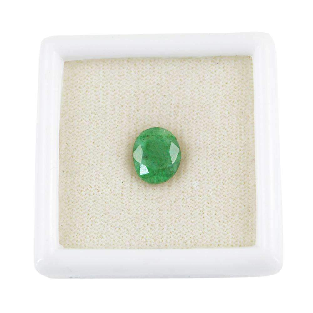 gemsmore:Green Emerald Gemstone Earth Mined Faceted Oval Shape