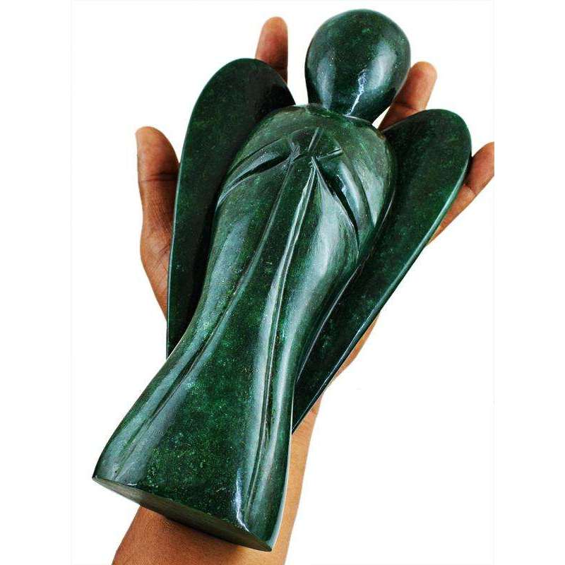 gemsmore:Green Jade Carved Huge Museum Size Reiki Healing Angel