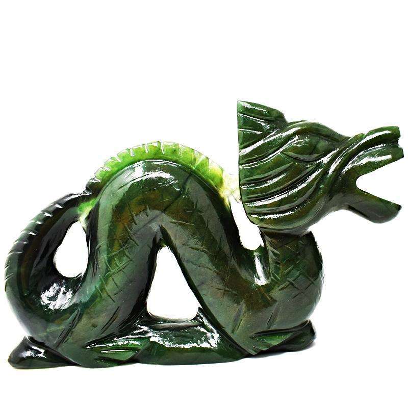 gemsmore:Green Jade Detaitled Hand Carved Dragon