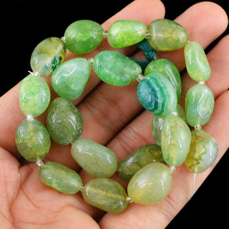 gemsmore:Green Onyx Beads Strand Natural Drilled