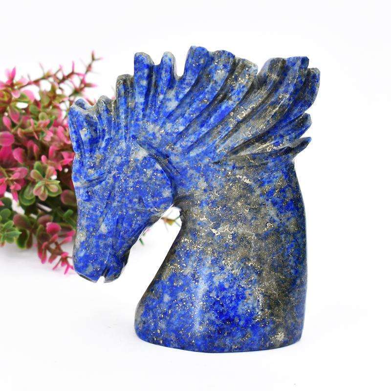 gemsmore:Hand Carved Blue Lapis Lazuli Horse Head (Bust)