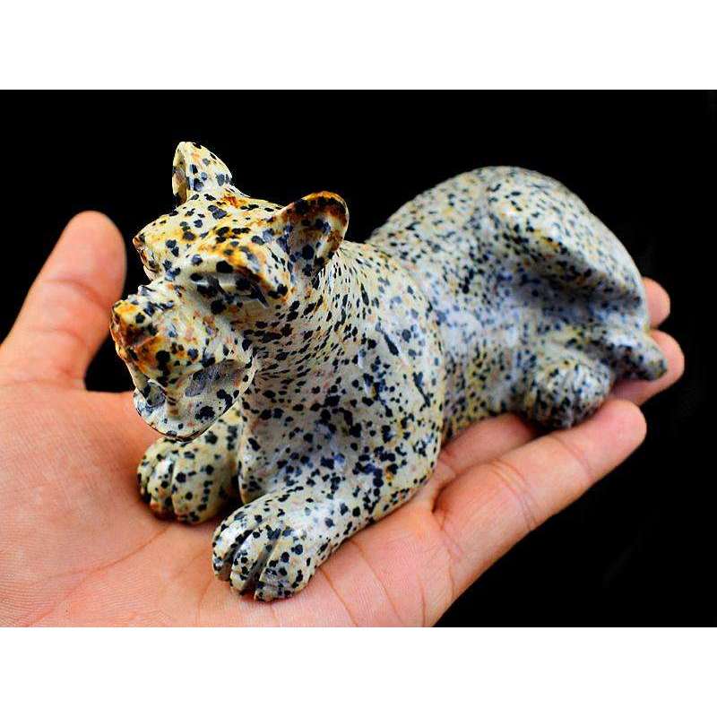 gemsmore:Hand Carved Dalmation Jasper Lion - Exclusive
