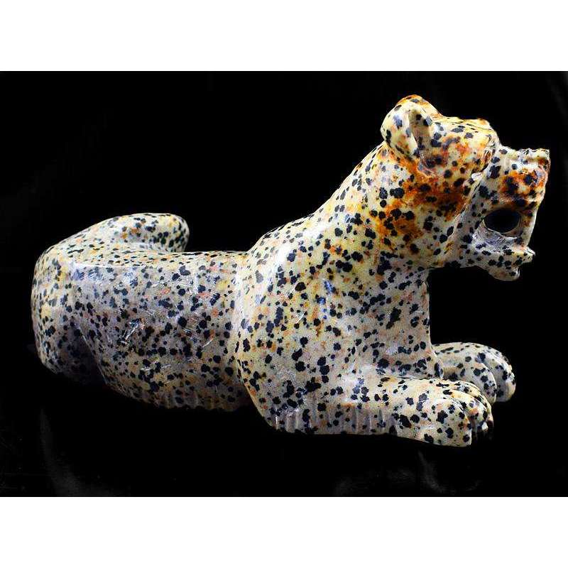 gemsmore:Hand Carved Dalmation Jasper Lion - Exclusive