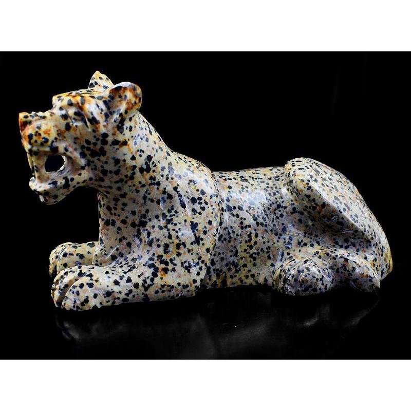 gemsmore:Hand Carved Dalmation Jasper Lion - Exclusive