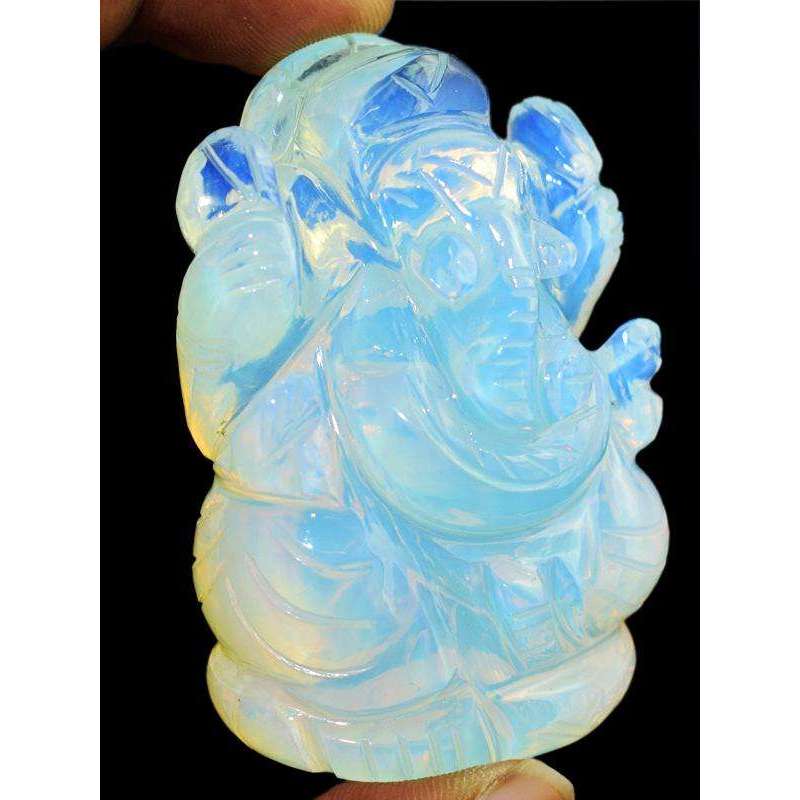gemsmore:Hand Carved Fire Play Opalite Lord Ganesha Idol Statute