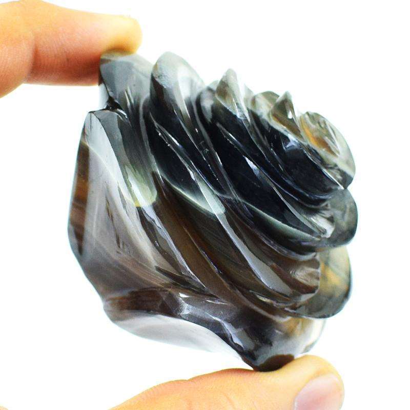 gemsmore:Hand Carved Fluorite Rose Craving Gemstone