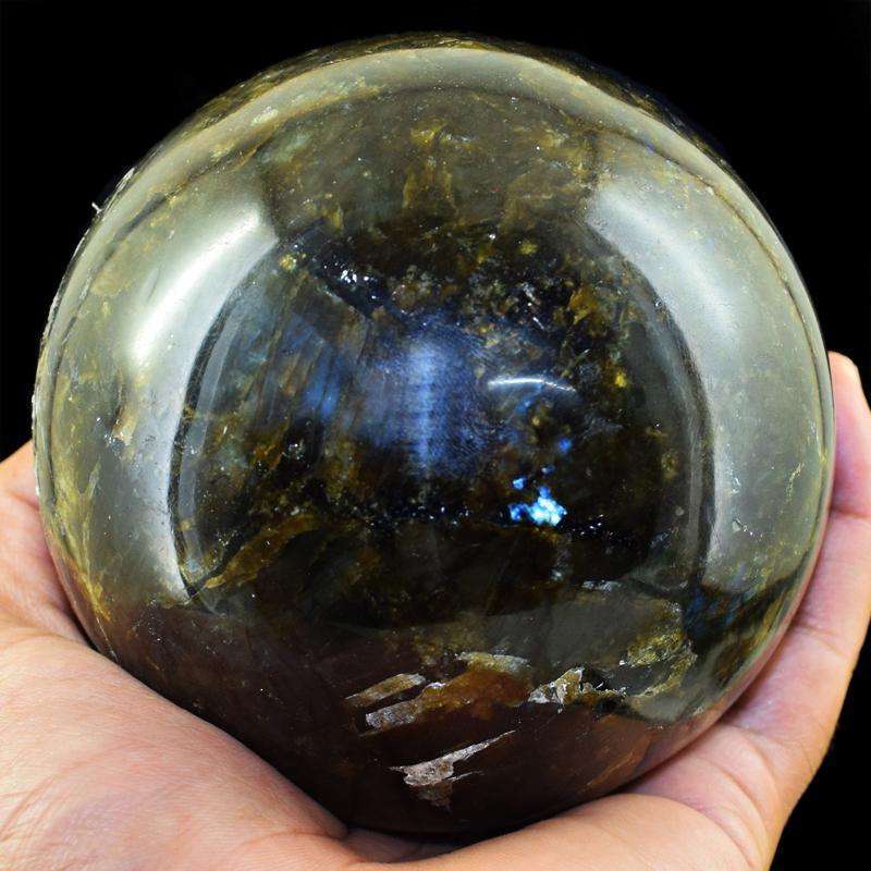 gemsmore:Hand Carved Golden Flash Labradorite Reiki Healing Sphere