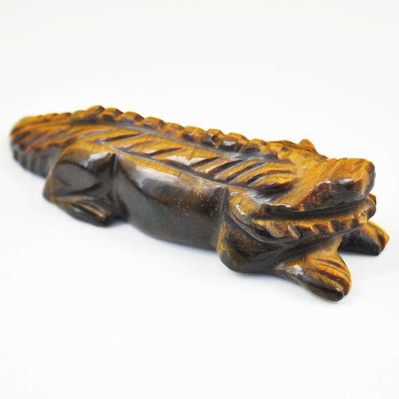 gemsmore:Hand Carved Golden Tiger Eye Crocodile