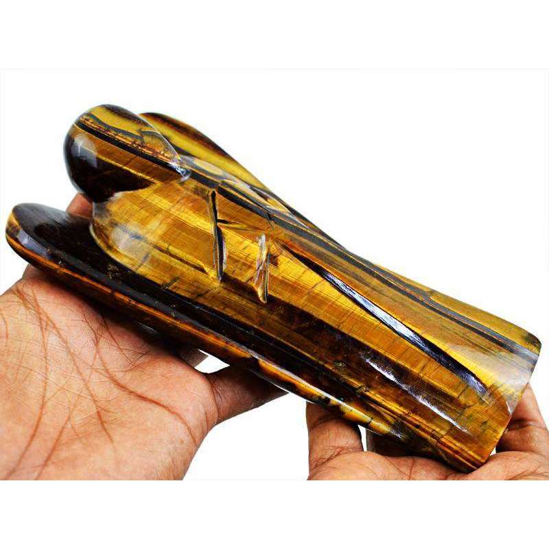gemsmore:Hand Carved Golden Tiger Eye Crystal Reiki Healing Angel