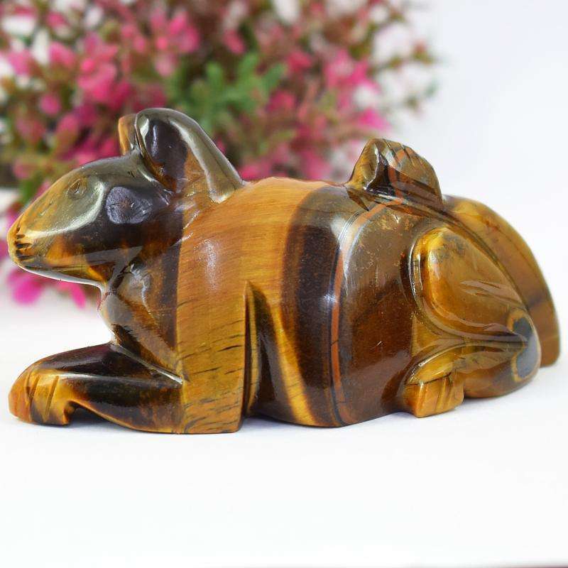 gemsmore:Hand Carved Golden Tiger Eye Mouse