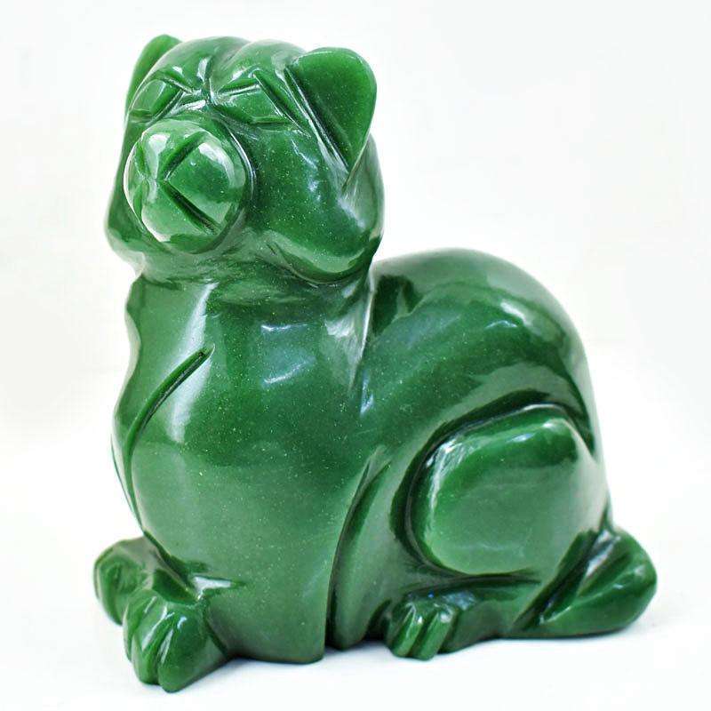 gemsmore:Hand Carved Green Aventurine Gemstone Cat