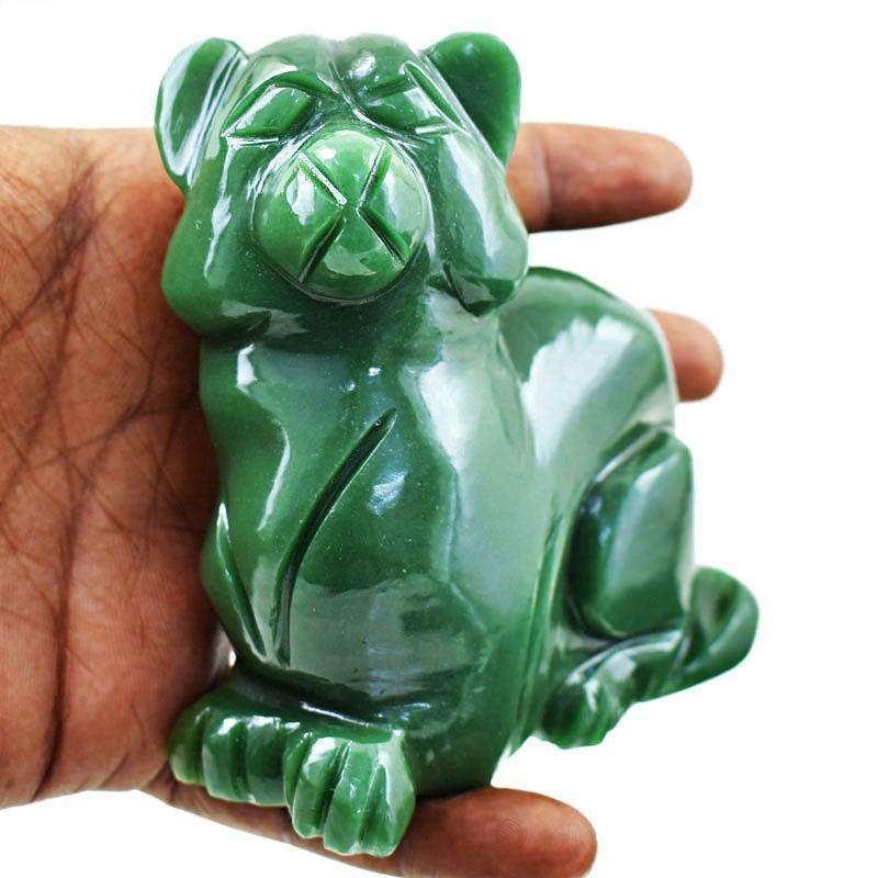 gemsmore:Hand Carved Green Aventurine Gemstone Cat