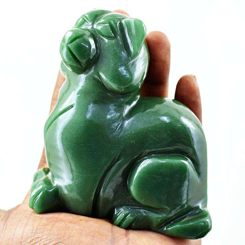 gemsmore:Hand Carved Green Aventurine Gemstone Cat