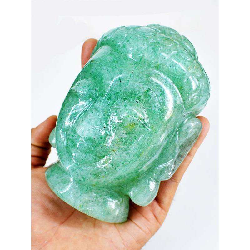 gemsmore:Hand Carved Green Aventurine Lord Buddha Head Idol