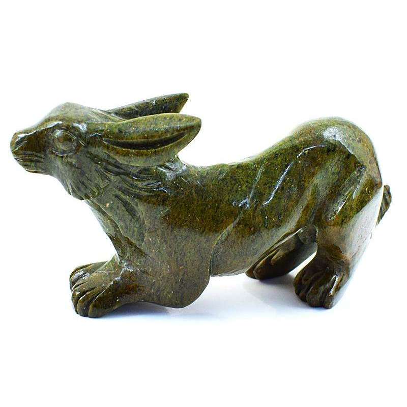 gemsmore:Hand Carved Green Garnet Bunny Gemstone
