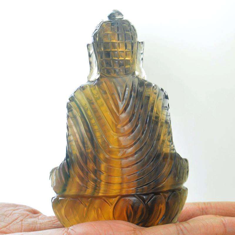 gemsmore:Hand Carved Multicolor Fluorite Lord Buddha Idol