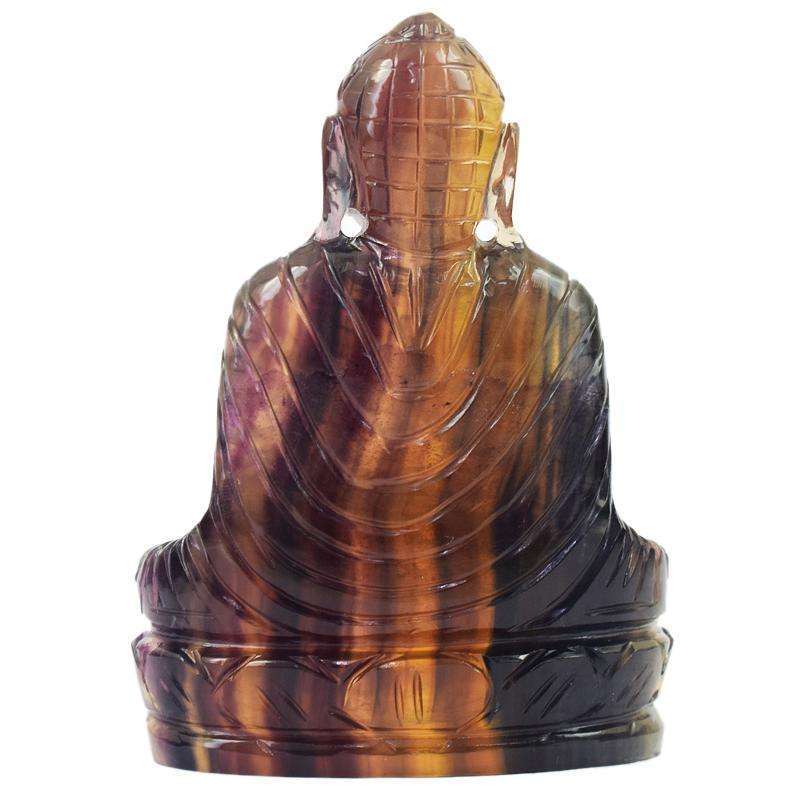 gemsmore:Hand Carved Multicolor Fluorite Lord Buddha Idol