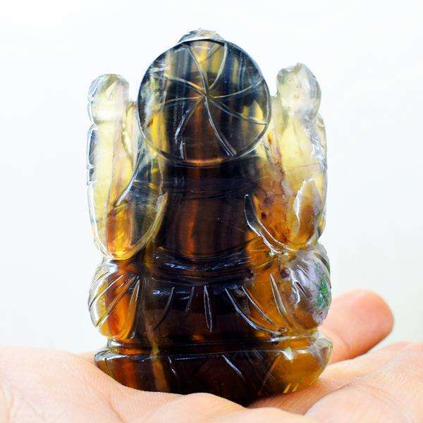 gemsmore:Hand Carved Multicolor Fluorite Lord Ganesha Idol
