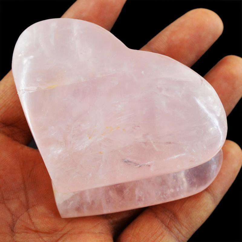 gemsmore:Hand Carved Pink Rose Quartz Double Heart Shape Cabochon