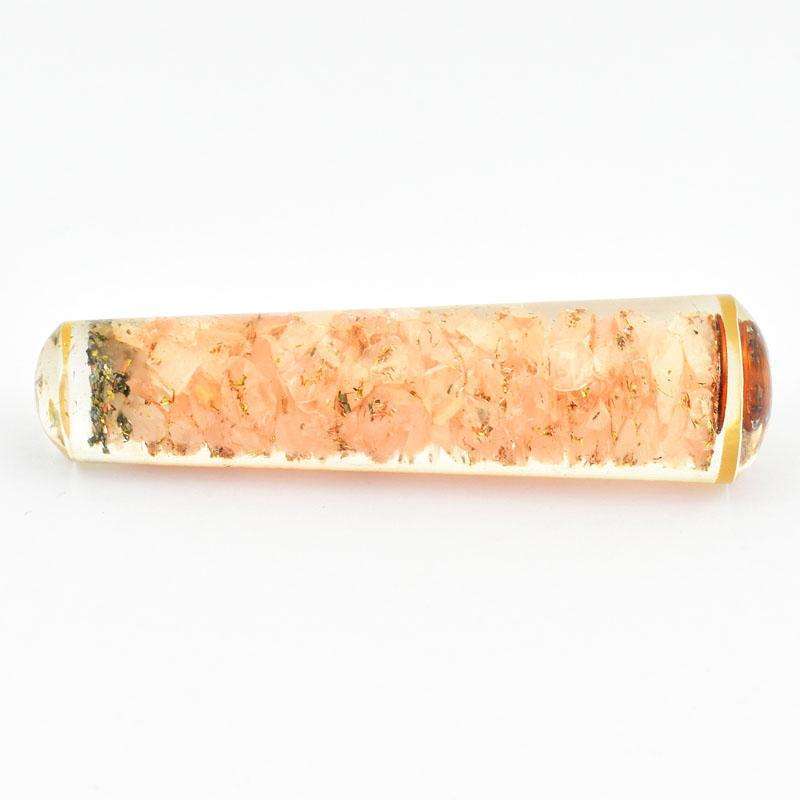 gemsmore:Hand Carved Pink Rose Quartz Orgone Healing Massage Wand