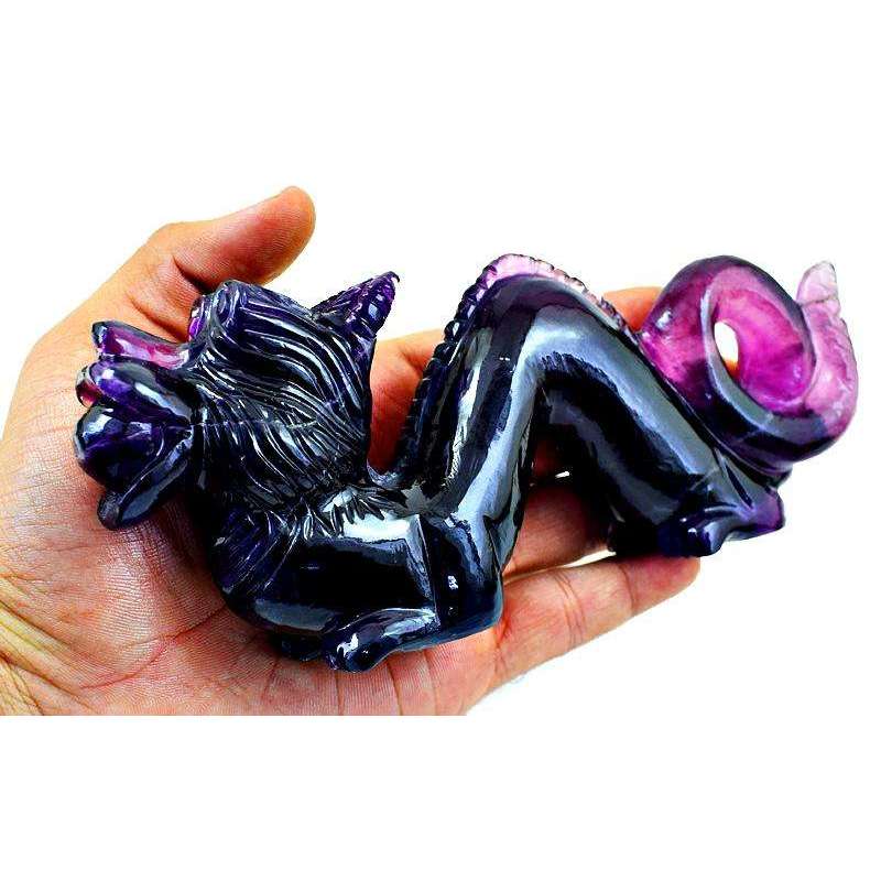 gemsmore:Hand Carved Purple Fluorite Dragon - Masterpiece