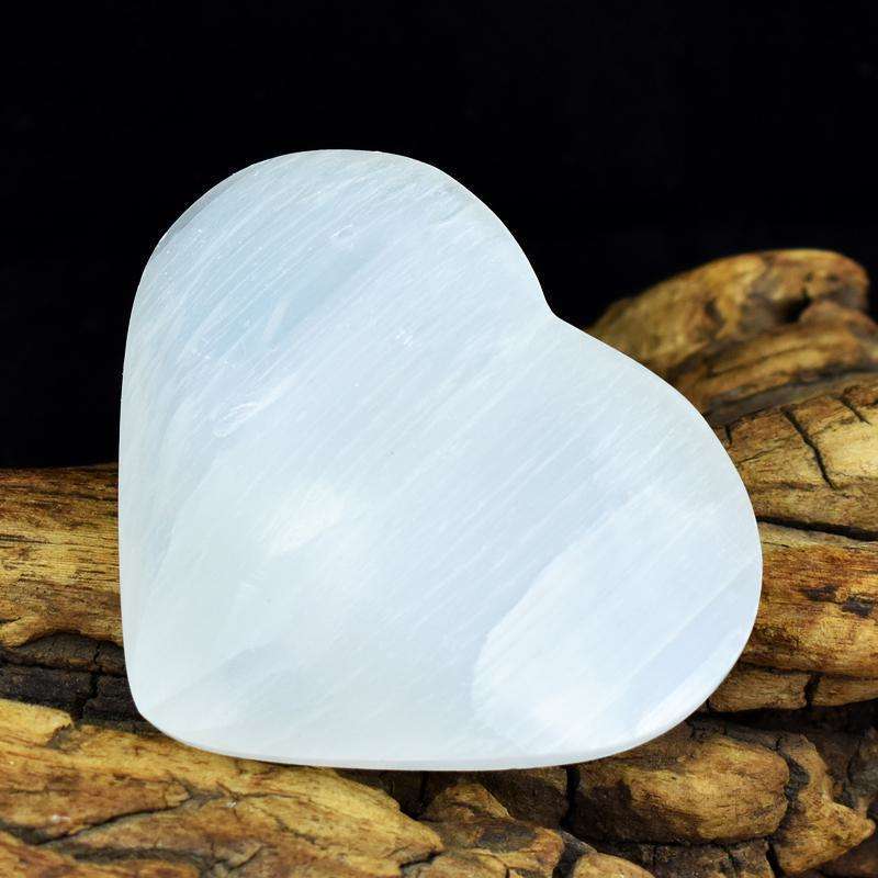 gemsmore:Hand Carved Selenite Heart Shape Cabochon