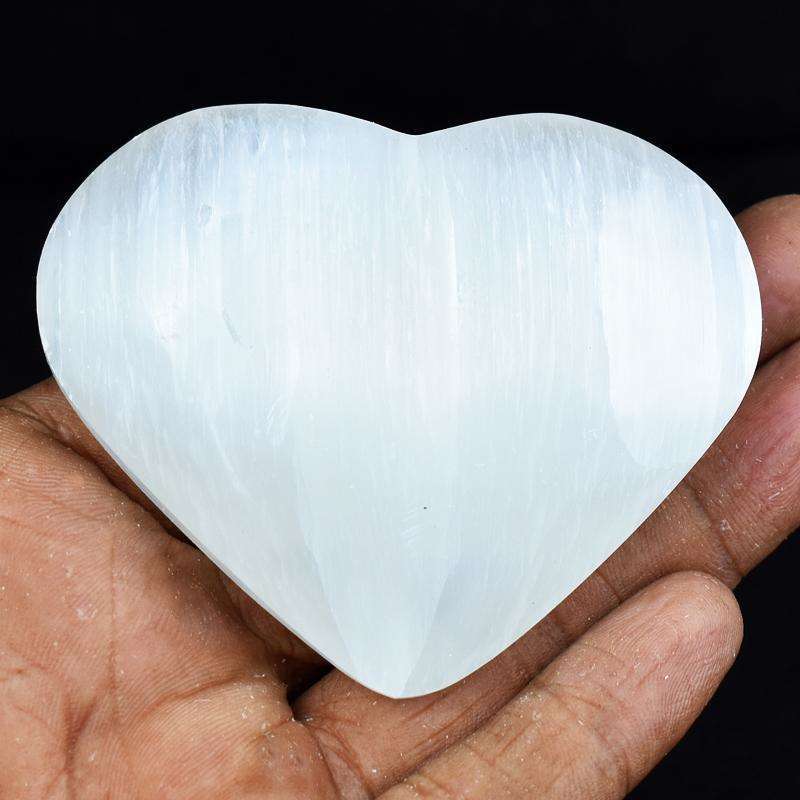gemsmore:Hand Carved Selenite Heart Shape Cabochon