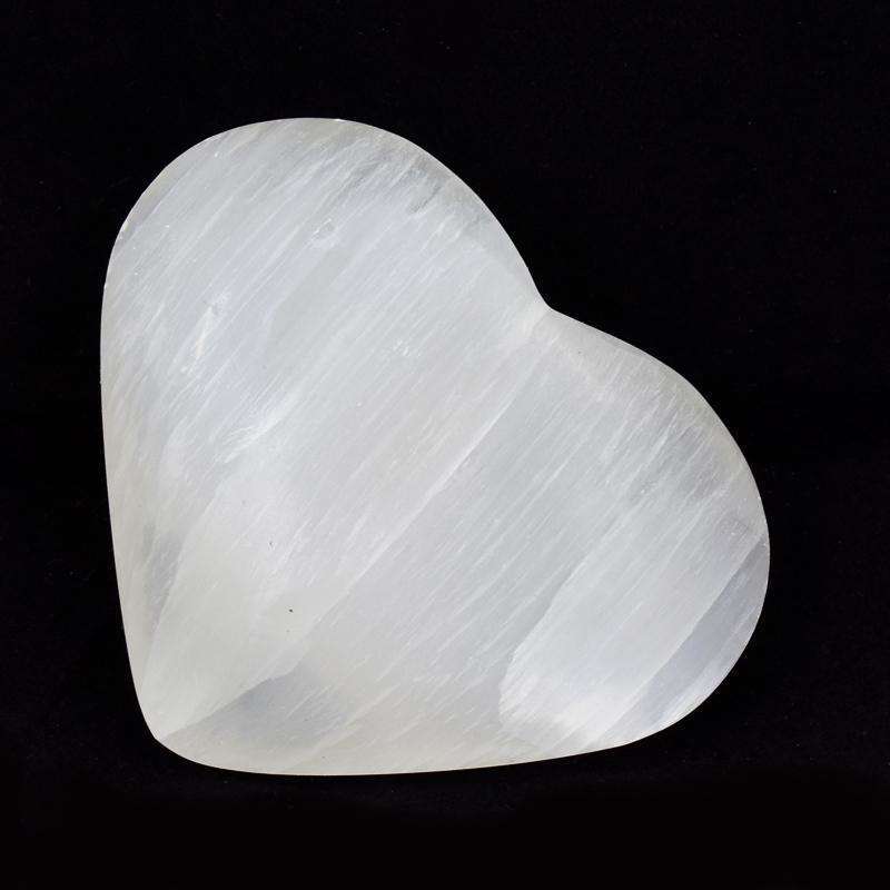 gemsmore:Hand Carved Selenite Heart Shape Cabochon