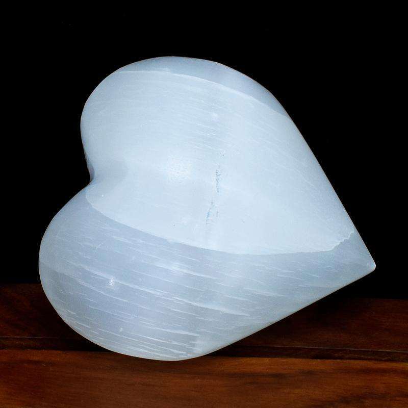 gemsmore:Hand Carved Selenite Heart Shape Cabochon