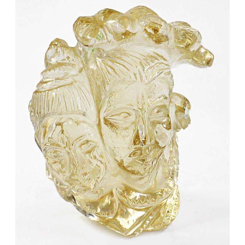 gemsmore:Hand Carved Smoky Quartz Lord Shiva Head With Snake