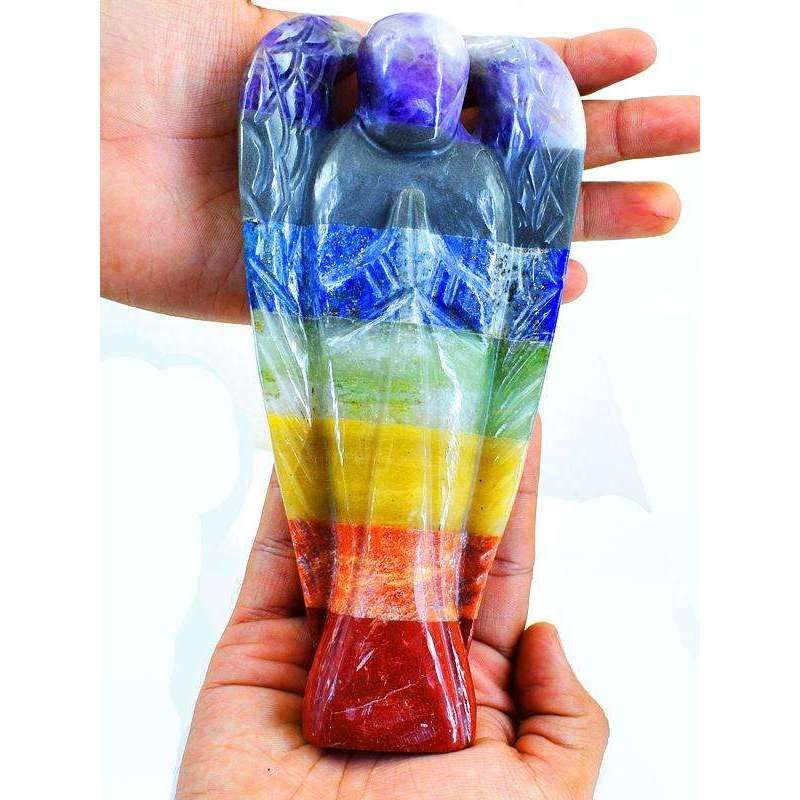 gemsmore:Huge Hand Carved Seven Chakra Crystal Reiki Healing Angel