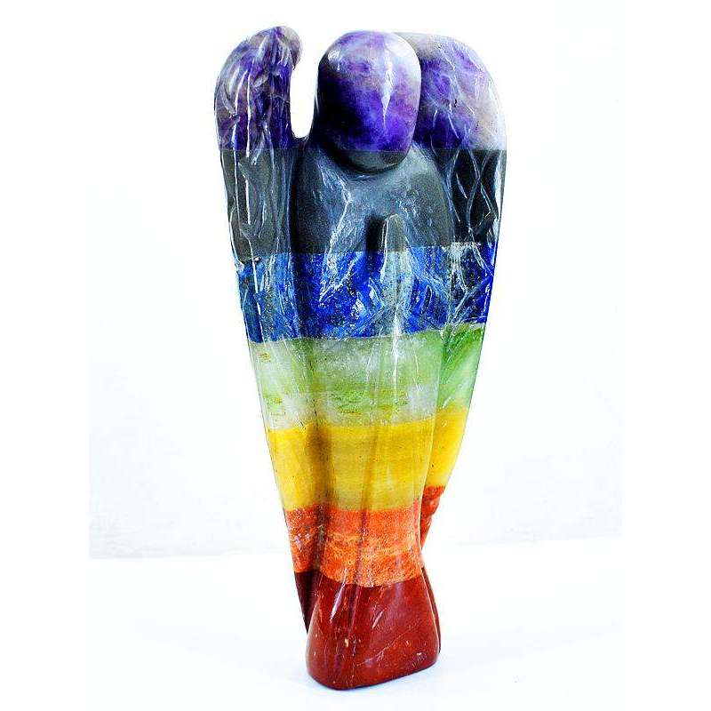 gemsmore:Huge Hand Carved Seven Chakra Crystal Reiki Healing Angel