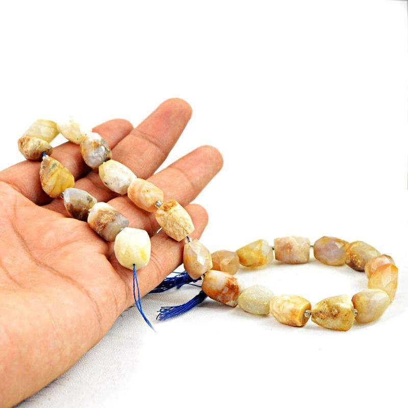 gemsmore:Indian Opal Drilled Beads Strand Natural Faceted