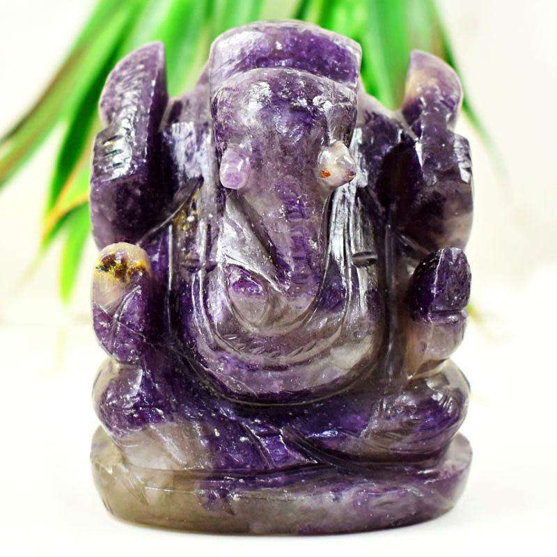 gemsmore:Lepidolite Hand Craved Lord Ganesha Idol
