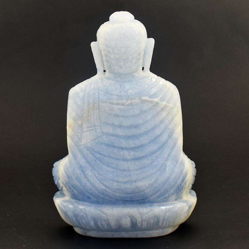 gemsmore:Luxury Collectors Piece - Genuine Blue Calcite Hand Carved Buddha