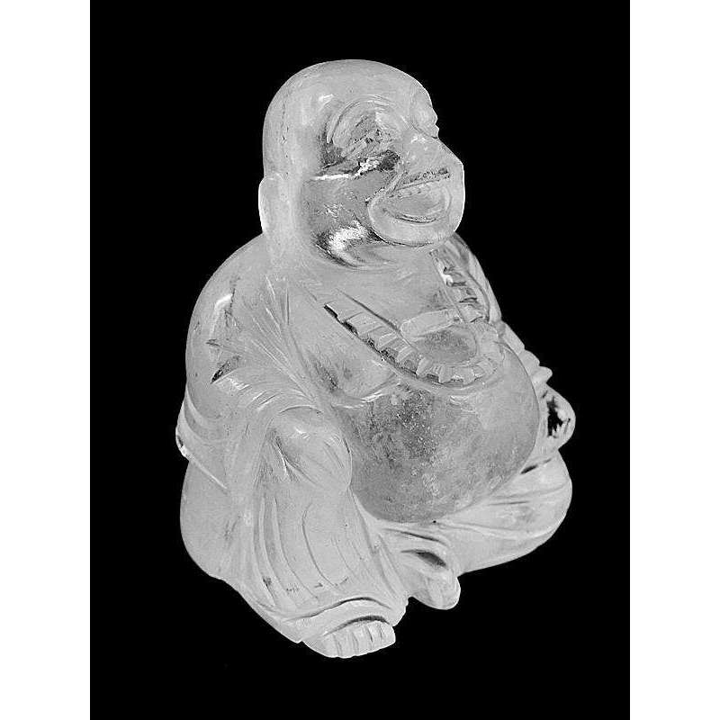 gemsmore:Magically White Quartz Gemstone Hand Carved Laughing Buddha
