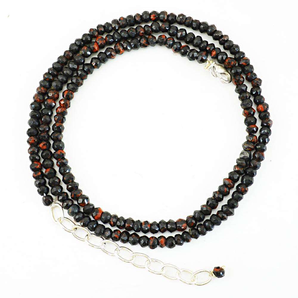 gemsmore:Mahogany Jasper Necklace Natural Round Shape Faceted Beads