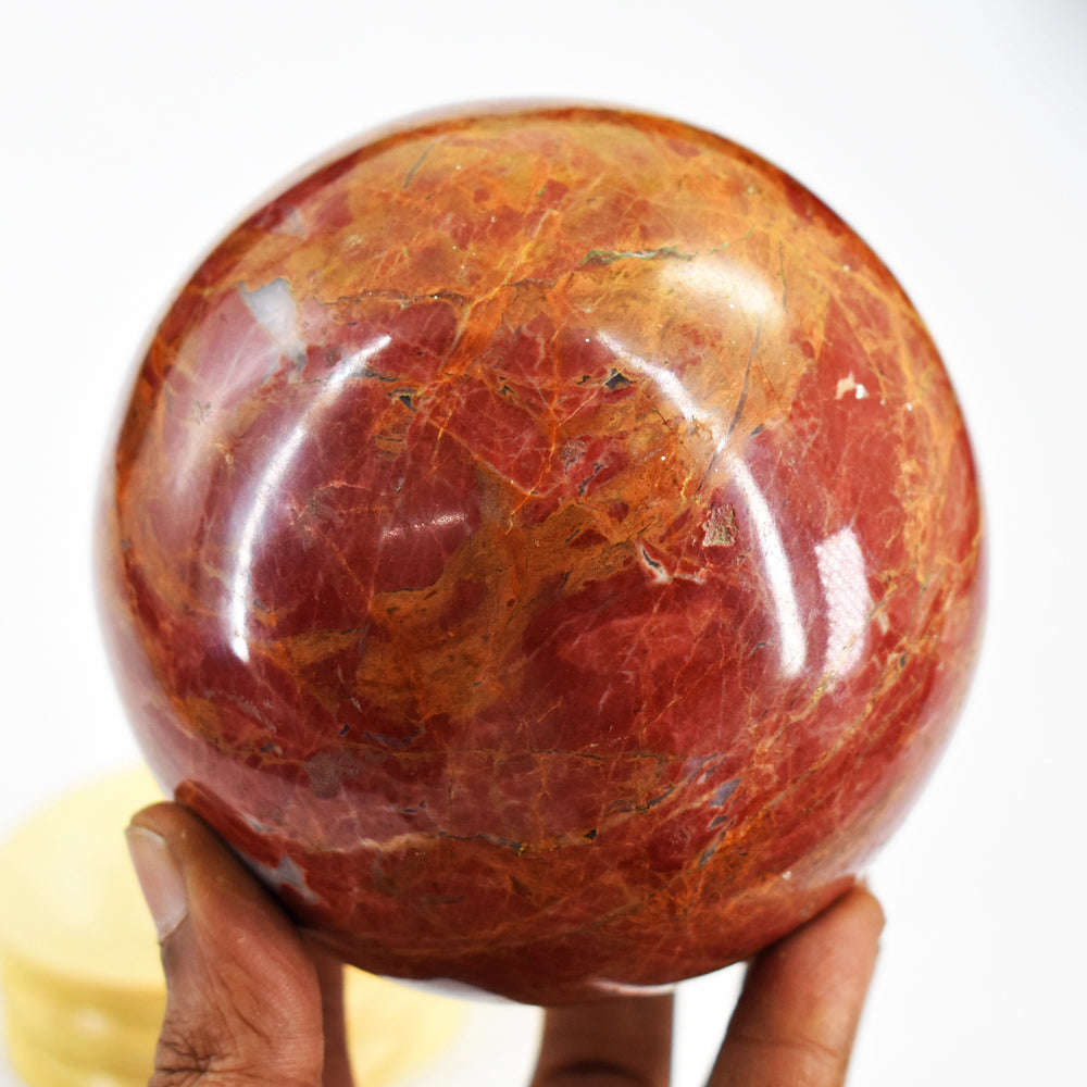 gemsmore:Massive Size -  Red Vein Jasper Hand Carved Crystal Healing Sphere