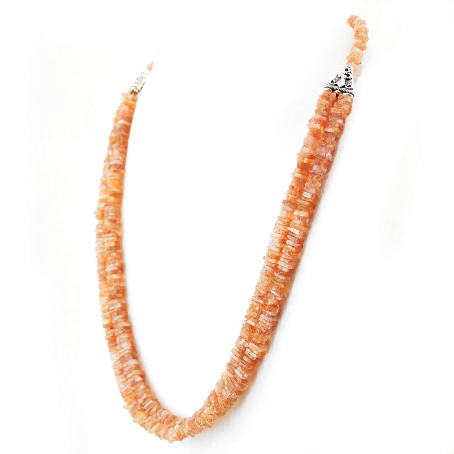 gemsmore:Moonstone Necklace Natural 2 Strand Untreated Beads - Best Offer
